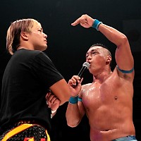 谷崎(左)のドリームゲート挑戦表明に対し、CIMAは「CIMAロワイヤルに勝ち上がってこいや!」と一蹴