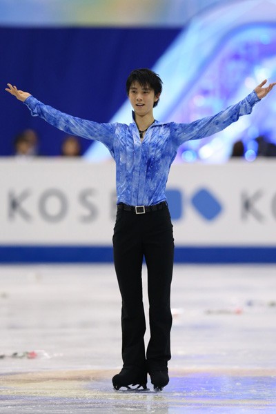 境最高得点を更新してSPを終えトップに立った羽生結弦