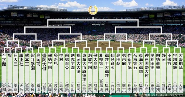 今大会の組み合わせ表。右半分に神宮出場校が固まった