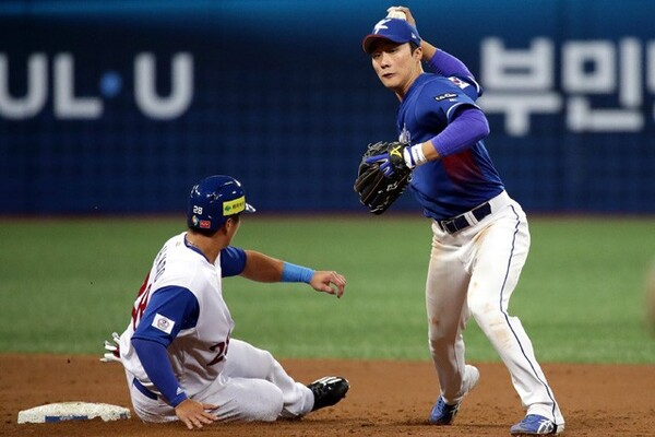 今回の韓国代表で第4回WBCに唯一出場している金ハソン。走攻守3拍子そろい、今大会でも4番を期待されている