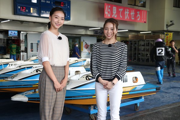 ピット裏の装着場を訪問した大山選手と畠山さん。第2回は、貴重なボートレースの裏側を垣間見ます