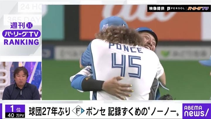 ポンセが今季5人目のノーノー達成 パーソル パ リーグtv 動画再生数ランキング スポーツナビ