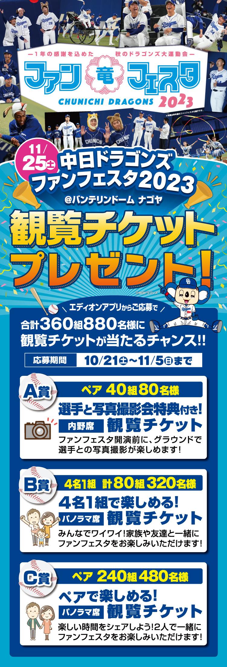 中日ドラゴンズ ファンフェスタグラウンド入場券ペアおまけ付 - スポーツ