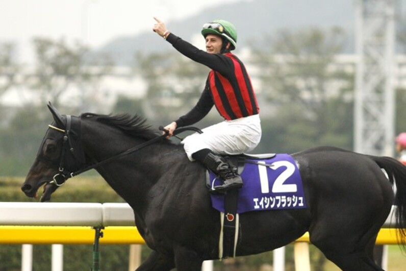 競馬 エイシンフラッシュ Mデムーロ騎手サイン入り 天皇賞秋