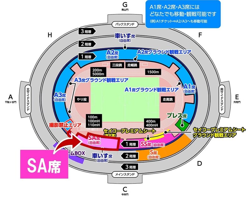 セイコーGGP】座席紹介②- SA席～ スタート前の緊張感やラストスパートの熱狂を味わうならこの席！ - スポーツナビ