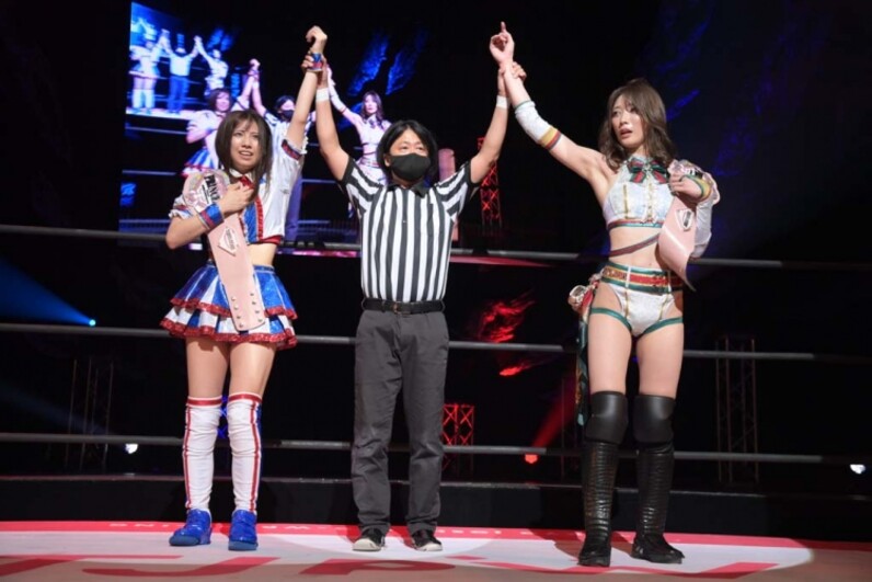 東京女子プロレス】赤井沙希＆荒井優希が英国勢を退けプリンセスタッグ