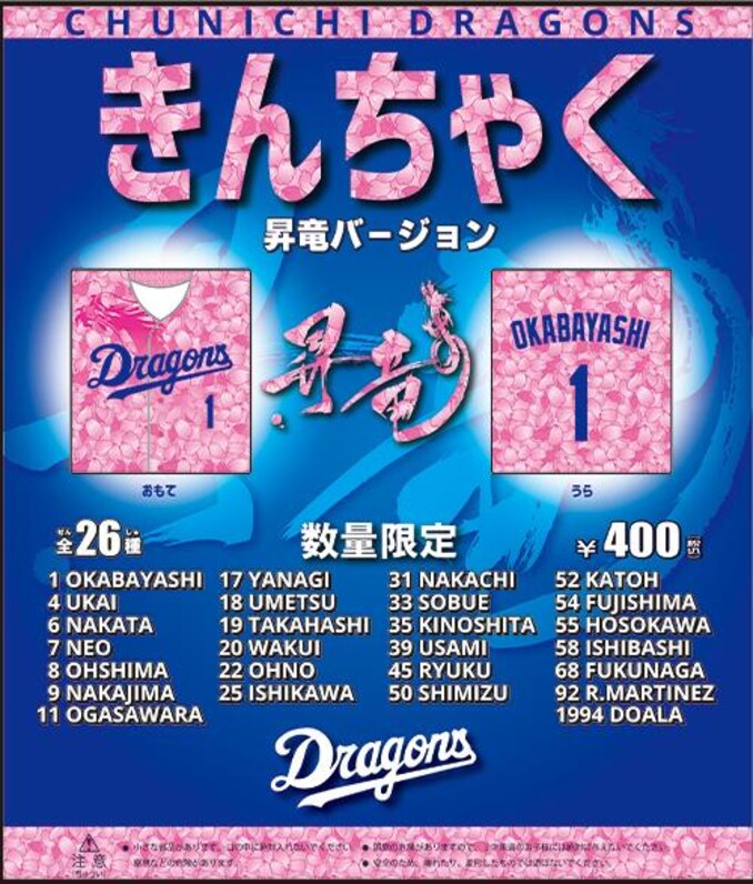 中日ドラゴンズ】【野球ガチャ】4/12～「昇竜ver」 、4/14～「FCユニホームver」 - スポーツナビ